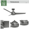image:imageHunter Trimaran Outdoor or Indoor Ceiling Fan 52 inch Fresh White  No Light Standard Mount Wall Control 3 Blades For Living Room Patio Porch Garage 59610Matte Silver