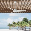 image:imageHunter Trimaran Outdoor or Indoor Ceiling Fan 52 inch Fresh White  No Light Standard Mount Wall Control 3 Blades For Living Room Patio Porch Garage 59610Fresh White