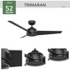 image:imageHunter Trimaran Outdoor or Indoor Ceiling Fan 52 inch Fresh White  No Light Standard Mount Wall Control 3 Blades For Living Room Patio Porch Garage 59610Matte Black