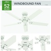 image:imageHunter Windbound Outdoor or Indoor Ceiling Fan 52 inch Matte Black  No Light Standard Mount Pull Chain 5 Blades For Living Room Patio Porch Garage 51459Matte White