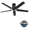 image:imageHunter Windbound Outdoor or Indoor Ceiling Fan 52 inch Matte Black  No Light Standard Mount Pull Chain 5 Blades For Living Room Patio Porch Garage 51459Matte Black