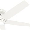 image:imageHunter Zayden Indoor Ceiling Fan Standard Mount 52 inch Matte Silver  with LED Light and Remote Control Quiet 5 Blades For Bedroom Living Room Kitchen 51696Fresh White