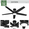 image:imageHunter Zayden Indoor Ceiling Fan Standard Mount 52 inch Matte Silver  with LED Light and Remote Control Quiet 5 Blades For Bedroom Living Room Kitchen 51696Matte Black