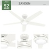 image:imageHunter Zayden Indoor Ceiling Fan Standard Mount 52 inch Matte Silver  with LED Light and Remote Control Quiet 5 Blades For Bedroom Living Room Kitchen 51696Fresh White