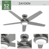 image:imageHunter Zayden Indoor Ceiling Fan Standard Mount 52 inch Matte Silver  with LED Light and Remote Control Quiet 5 Blades For Bedroom Living Room Kitchen 51696Matte Silver