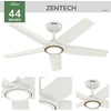 image:imageHunter ZenTech 44 Inch Smart Ceiling Fan with LED Light for Bedroom IndoorOutdoor Damp Rated 5Blade Fresh White WiFi Enabled Compatible with Alexa Google amp AppleFresh White