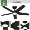 image:imageHunter ZenTech 44 Inch Smart Ceiling Fan with LED Light for Bedroom IndoorOutdoor Damp Rated 5Blade Fresh White WiFi Enabled Compatible with Alexa Google amp AppleMatte Black