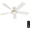 image:imageCasablanca Fan 52 inch Ceiling Fan with Light and Remote Outdoor or Indoor White Ceiling Fan for Porch Living Room Office Kitchen Garage 5 Blades Renewed