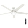 image:imageHunter  Aerodyne Indoor Ceiling Fan With Light Remote 60inch Fresh White Casualstyle 6speed DC Motor Energy Star WiFi Smarthome 52832 for living rooms bedrooms home offices kitchensFresh White