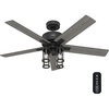 image:imageHunter  Astwood II Indoor Ceiling Fan With Light Remote 52inch Casualstyle 4speed WhisperWind Motor Ceiling Fans for living rooms bedrooms home offices kitchens Matte BlackMatte Black