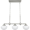 image:imageHunter  Saddle Creek 3light Brushed Nickel Large Chandelier Dimmable Schoolhouse Style Linear Shaped for Bedrooms Kitchens Dining Living Rooms  19488