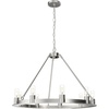 image:imageHunter  Saddlewood 9light Brushed Nickel Large Chandelier Dimmable Casual Style Wagon Wheel Shaped for Bedrooms Kitchens Dining Living Rooms  19031