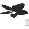 image:imageHunter  Tropic View IndoorOutdoor Ceiling Fan With Light Wall Control 52inch Coastalstyle 6speed DC Motor for porches patios sunrooms bathrooms Matte BlackMatte Black
