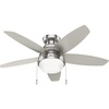 image:imageHunter 44 inch Indoor Ceiling Fan with LED Light  Ceiling Fan with Pull Chain For Bedroom Living Room or Kitchen Low Profile Mount No Remote 5 Blades  Lilliana 51223 Brushed Nickel  with LED Light Low Profile Mount 5 Blades For Bedroom Living Room Kitchen 51223Brushed Nickel