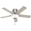 image:imageHunter 44 inch Indoor Ceiling Fan with LED Light  Low Profile Flush Mount White Ceiling Fan with Pull Chain For Bedroom Living Room or Kitchen No Remote 5 Blades  Fitzgerald 51588 Matte White  with LED Light Low Profile Flush Mount 5 Blades For Bedroom Living Room Kitchen 51588Brushed Nickel