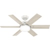 image:imageHunter 44 inch Indoor Ceiling Fan with LED Light and Remote Control  Standard Mount Ceiling Fan 6 Blades For Bedroom Living Room or Kitchen Quiet  Pacer 51207 Blush Pink  with LED Light and Remote Control Quiet 6 Blades For Bedroom Living Room Kitchen 51207Fresh White