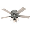 image:imageHunter 44 inch Indoor Ceiling Fan with LED Lights  Ceiling Fan with Pull Chain For Bedroom Living Room or Kitchen Low Profile Flush Mount No Remote 5 Blades  Hartland 50653 Matte SilverMatte Silver