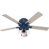 image:imageHunter 44 inch Indoor Ceiling Fan with LED Lights  Ceiling Fan with Pull Chain For Bedroom Living Room or Kitchen Low Profile Flush Mount No Remote 5 Blades  Hartland 50653 Matte SilverIndigo Blue