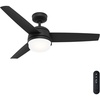 image:imageHunter 48 inch Indoor Ceiling Fan with LED Light and Remote Control  White Ceiling Fan Standard Mount 3 Blades For Bedroom Living Room or Kitchen Quiet  Midtown 54211 Fresh White  with LED Light and Remote Control Quiet 3 Blades For Bedroom Living Room Kitchen 54211Matte Black
