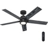 image:imageHunter 52 Inch Indoor Ceiling Fan with LED Light and Remote Control  White Modern Ceiling Fan 5 Blades and 6 Speed WhisperWind Motor For Bedroom Living Room or Kitchen ENERGY STAR  Erling 52851Matte Black
