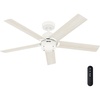 image:imageHunter 52 Inch Indoor Ceiling Fan with LED Light and Remote Control  White Modern Ceiling Fan 5 Blades and 6 Speed WhisperWind Motor For Bedroom Living Room or Kitchen ENERGY STAR  Erling 52851Fresh White