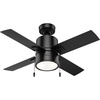 image:imageHunter 52 inch Beck Fresh White Ceiling Fan with LED Light Kit and Pull Chain  Standard Mount Pull Chain 4 Blades For Bedroom Living Room Kitchen 51744Matte Black