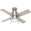 image:imageHunter 52 inch Beck Fresh White Ceiling Fan with LED Light Kit and Pull Chain  Standard Mount Pull Chain 4 Blades For Bedroom Living Room Kitchen 51744Brushed Nickel