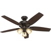 image:imageHunter 52 inch Indoor Ceiling Fan with LED Lights  Ceiling Fan with Pull Chain For Bedroom or Living Room Standard Mount No Remote 5 Blades Includes Bulbs  Newsome 53318 Brushed Nickel  with LED Lights Standard Mount 5 Blades For Bedroom Living Room Includes Bulbs 53318Premier Bronze