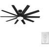 image:imageHunter 60 inch Outdoor or Indoor Ceiling Fan with LED Light  Ceiling Fan with Wall Control For Patio Garage or Porch Quiet Standard Mount 10 Blades  Overton 50719 Matte Nickel  with LED Light Standard Mount Wall Control Quiet 10 Blades For Patio Porch Garage 50719Matte Black