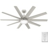 image:imageHunter 60 inch Outdoor or Indoor Ceiling Fan with LED Light  Ceiling Fan with Wall Control For Patio Garage or Porch Quiet Standard Mount 10 Blades  Overton 50719 Matte Nickel  with LED Light Standard Mount Wall Control Quiet 10 Blades For Patio Porch Garage 50719Matte Nickel