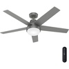 image:imageHunter Aerodyne Indoor Ceiling Fan Smart Modern 52 inch Matte Silver  with LED Light and Remote Control Standard Mount 5 Blades For Bedroom Living Room Kitchen 51315Matte Silver