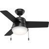 image:imageHunter Aker Indoor Ceiling Fan Modern Small 36 inch Fresh White  with LED Light and Pull Chain Standard Mount Quiet 3 Blades For Bedroom Home Office Laundry Room 59301Matte Black