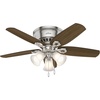 image:imageHunter Builder Indoor Ceiling Fan with LED Lights 52 inch New Bronze  Low Profile Flush Mount Pull Chain 5 Blades For Bedroom Living Room Kitchen 53327Brushed Nickel