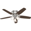 image:imageHunter Builder Indoor Ceiling Fan with LED Lights 52 inch New Bronze  Low Profile Flush Mount Pull Chain 5 Blades For Bedroom Living Room Kitchen 53327Brushed Nickel  Brazilian Cherry
