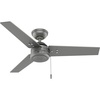 image:imageHunter Cassius Outdoor or Indoor Ceiling Fan 52 inch Matte Silver  No Light Standard Mount Pull Chain 3 Blades For Living Room Patio Porch Garage 59262Matte Silver