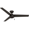 image:imageHunter Cassius Outdoor or Indoor Ceiling Fan 52 inch Matte Silver  No Light Standard Mount Pull Chain 3 Blades For Living Room Patio Porch Garage 59262Premier Bronze