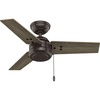 image:imageHunter Cassius Outdoor or Indoor Ceiling Fan 52 inch Matte Silver  No Light Standard Mount Pull Chain 3 Blades For Living Room Patio Porch Garage 59262Noble Bronze