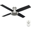 image:imageHunter Dempsey Indoor Ceiling Fan No Light Modern 52 inch Fresh White  Low Profile Mount Remote Control 4 Blades For Bedroom Living Room Kitchen 59248Brushed Nickel finish