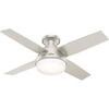image:imageHunter Dempsey Outdoor or Indoor Ceiling Fan Quiet 44 inch Matte Black  with LED Light and Remote Control Low Profile Mount 4 Blades For Living Room Patio Porch Garage 50400Matte Nickel