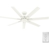 image:imageHunter Downtown Outdoor or Indoor Ceiling Fan 60 inch Matte Black  No Light Standard Mount Wall Control Quiet 7 Blades For Patio Porch Garage 51590Matte White