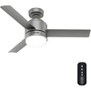 image:imageHunter Fan 44 inch Casual Matte Silver Outdoor Ceiling Fan with LED Light Kit and Remote Control Renewed