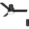 image:imageHunter Fan 44 inch Low Profile Matte Black IndoorOutdoor Ceiling Fan with Light Kit and Remote Control Renewed