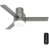 image:imageHunter Fan 44 inch Low Profile Matte Silver Outdoor Ceiling Fan with LED Light Kit and Remote Control Renewed