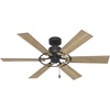 image:imageHunter Fan 52 inch Casual Matte Black IndoorOutdoor Ceiling Fan with 6 Blades and Pull Chain for Bedroom Living Room Dining Room Kitchen Office Renewed
