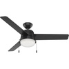 image:imageHunter Fan 52 inch Ceiling Fan with Light Outdoor or Indoor Black Ceiling Fan with Pull Chain for Porch Living Room Office Kitchen Garage 3 Blades Renewed