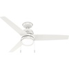 image:imageHunter Fan 52 inch Ceiling Fan with Lights and Pull Chain Outdoor or Indoor White Ceiling Fan for Porch Living Room Office Kitchen Garage Renewed