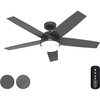 image:imageHunter Fan 52 inch Ceiling Fan with Lights and Remote Control Matte Black Reversible Blades IndoorOutdoor Ceiling Fan for Kitchen Bedroom Living Room Renewed