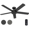 image:imageHunter Fan 52 inch Ceiling Fan with No Light Outdoor or Indoor Matte Black Ceiling Fan with Remote for Porch Living Room Office Kitchen Garage 5 Blades RenewedMatte Black