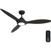 image:imageHunter Fan 56 inch Ceiling Fan with Light and Remote Outdoor or Indoor Matte Black Ceiling Fan for Porch Living Room Office Kitchen Garage 3 Blades Renewed