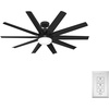 image:imageHunter Fan 60 inch Black Outdoor Ceiling Fan for Porch with LED Light and 10 Blades Farmhouse Ceiling Fan for Living Room Bedroom Kitchen Renewed